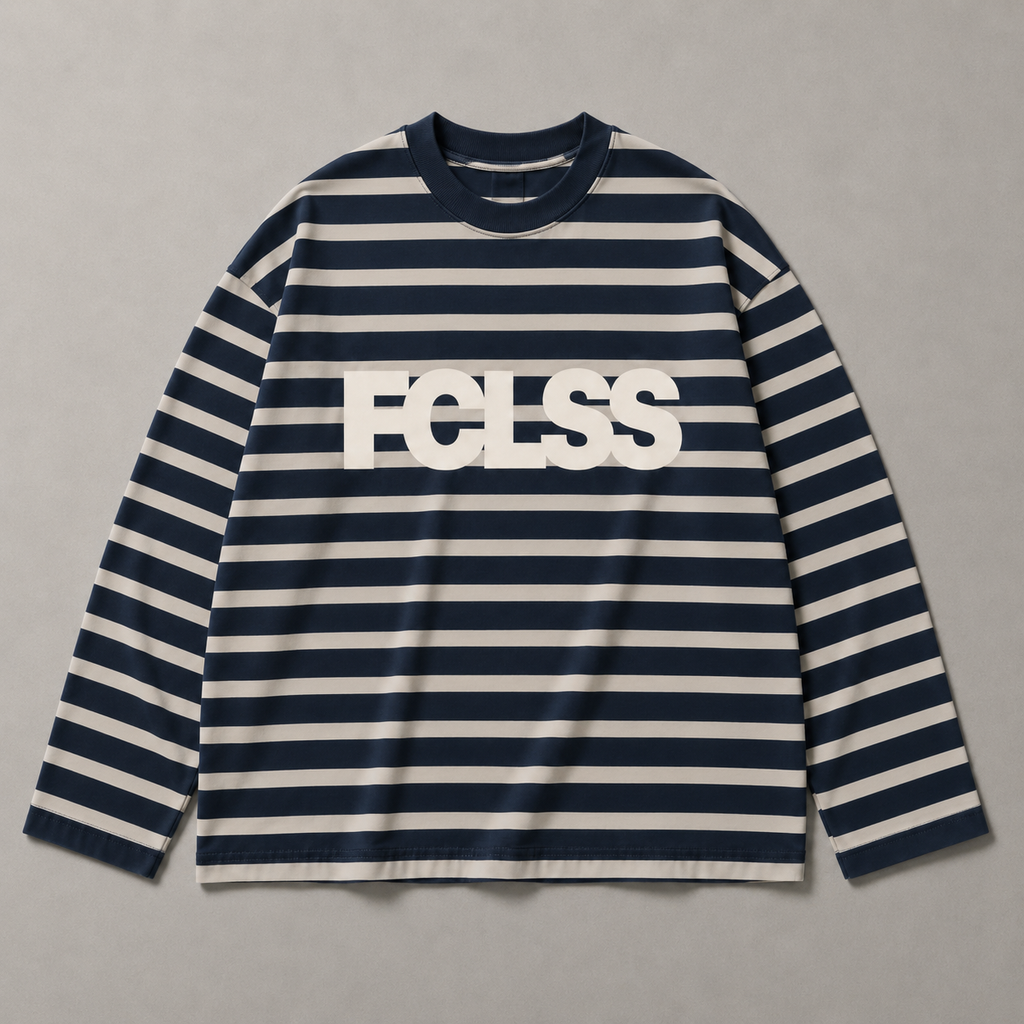 The Striped Longsleeve — Navy