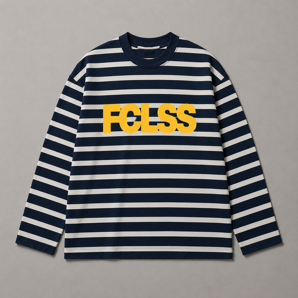 The Striped Longsleeve — Navy/Yellow