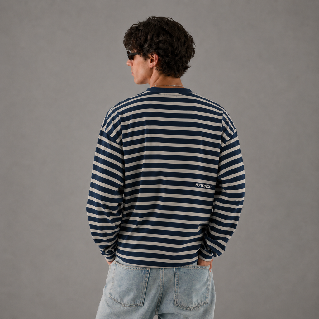 The Striped Longsleeve — Navy