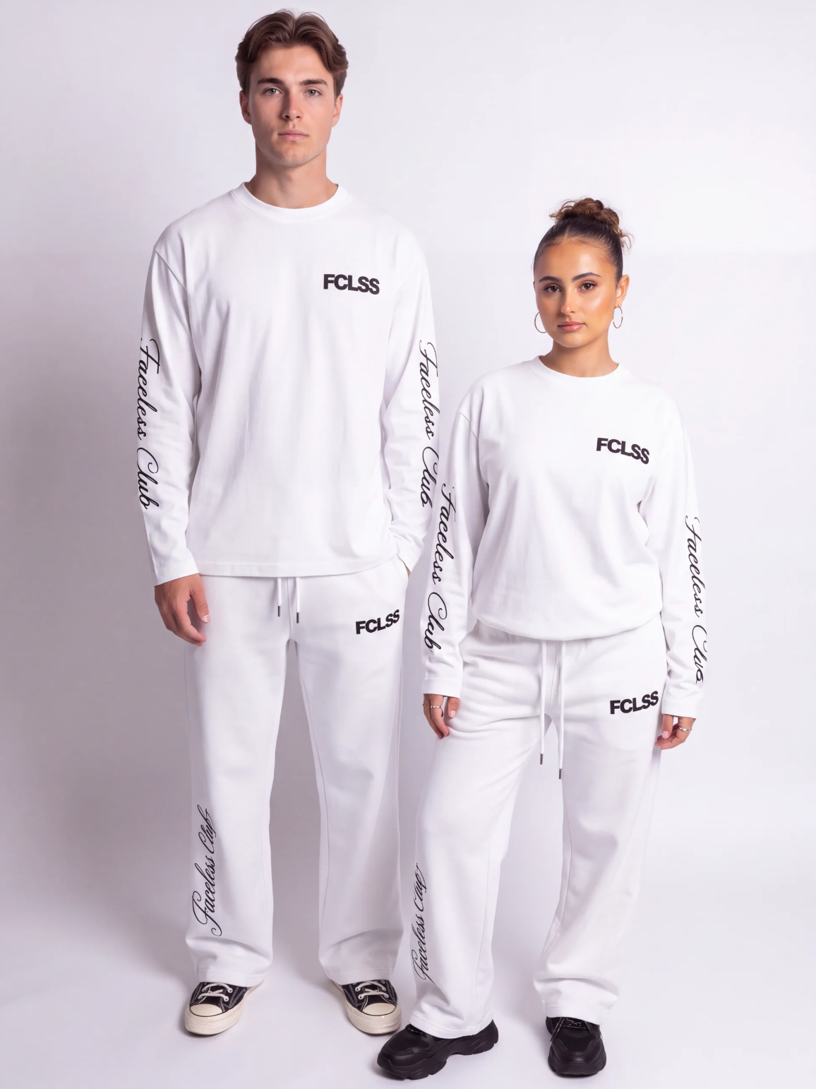 Faceless The Club Unisex Straight Leg Joggingbroek – Wit