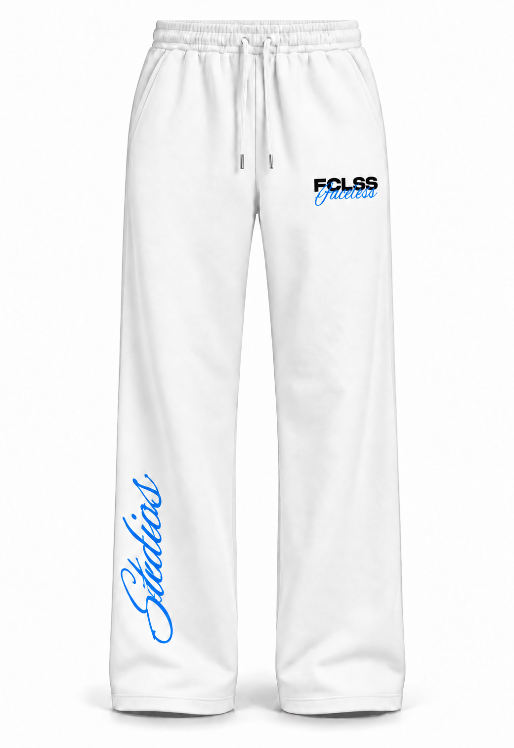 Faceless Studios Unisex Straight Leg Joggingbroek – Wit/Blauw
