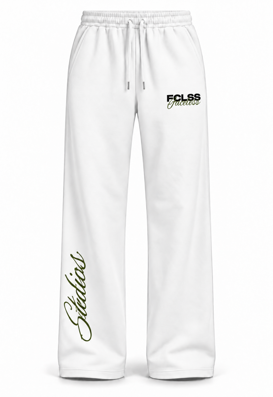 Faceless Studios Unisex Straight Leg Joggingbroek – Wit/Groen