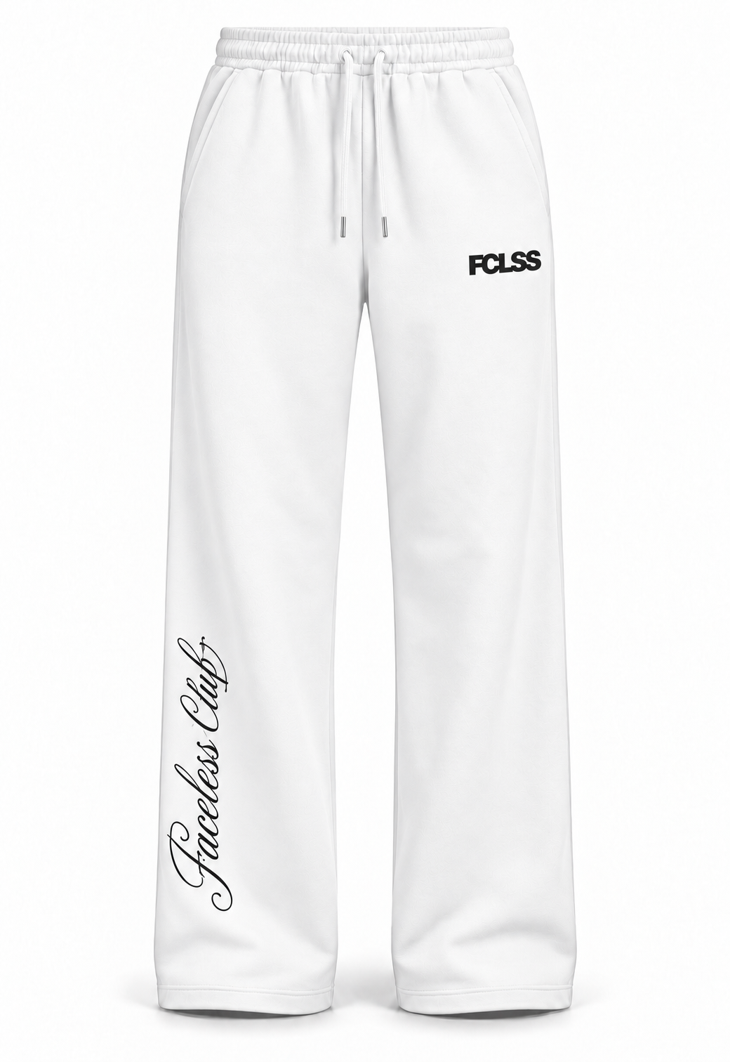 Faceless The Club Unisex Straight Leg Joggingbroek – Wit