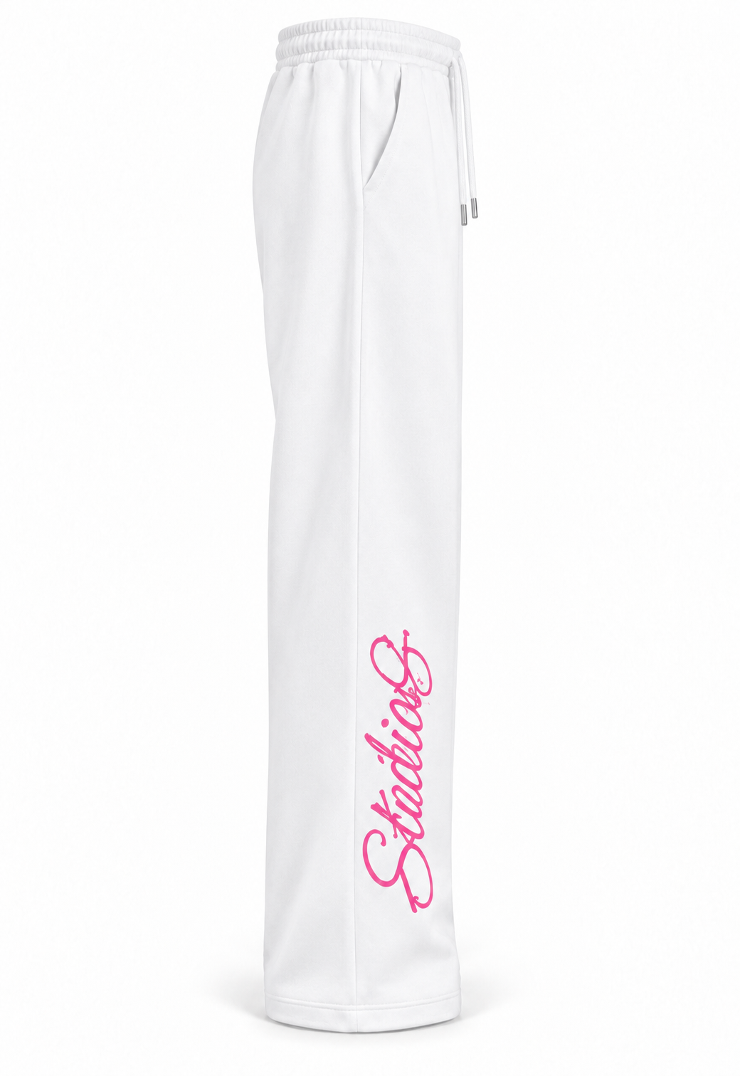 Faceless Studios Unisex Straight Leg Joggingbroek – Wit/Roze