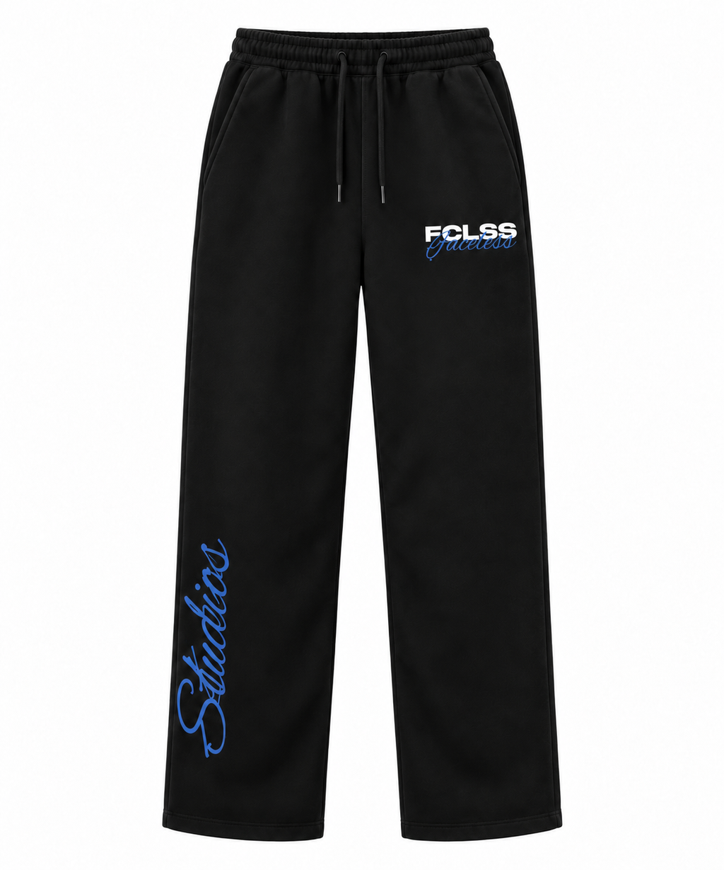 Faceless Studios Unisex Straight Leg Joggingbroek – Zwart/Blauw