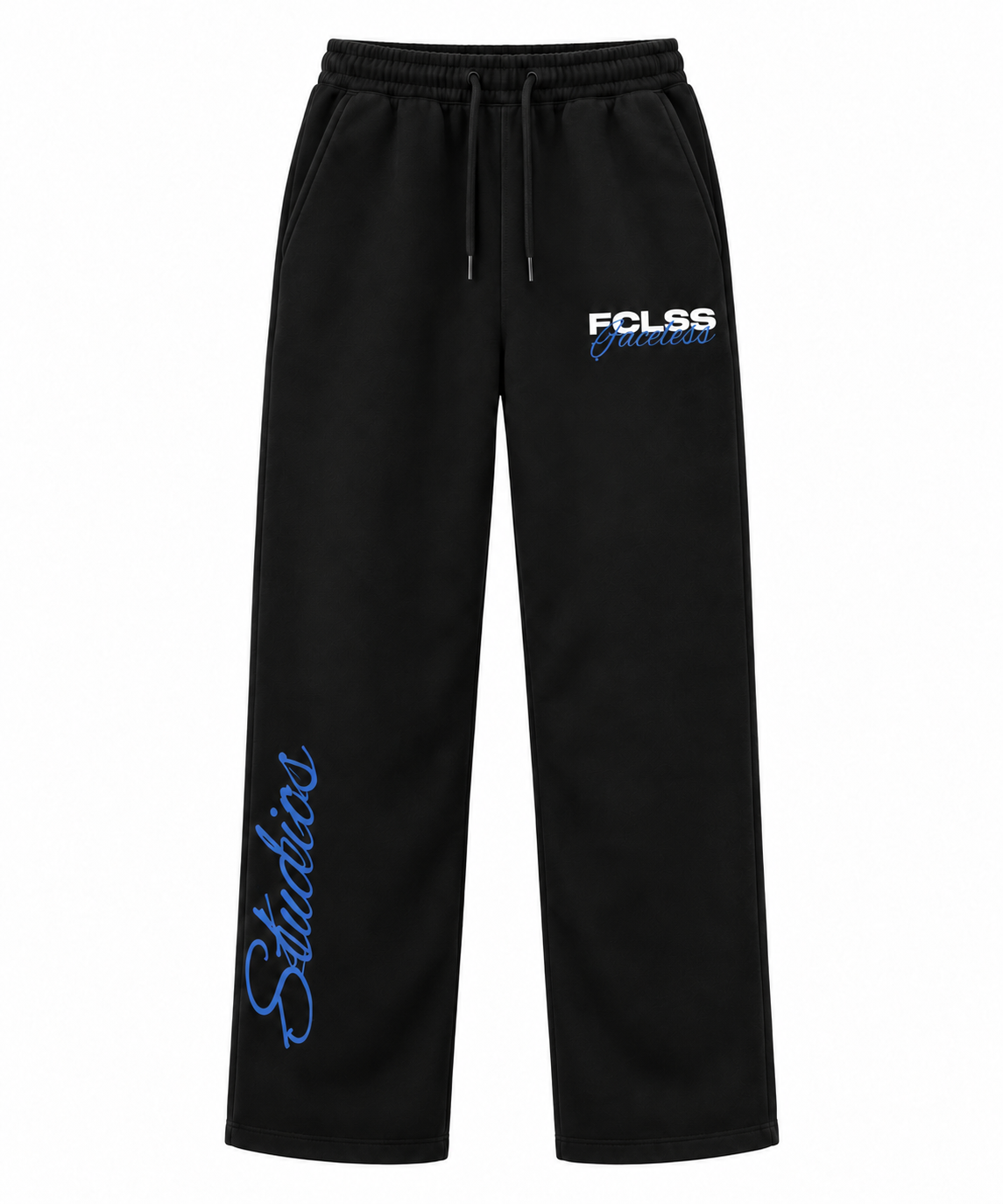 Faceless Studios Unisex Straight Leg Joggingbroek – Zwart/Blauw