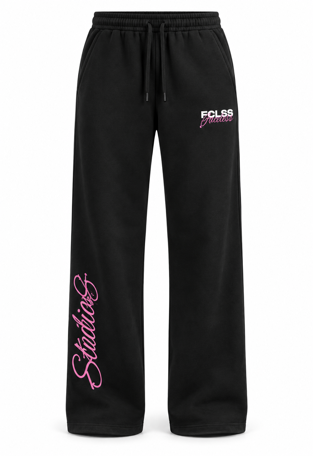 Faceless Studios Unisex Straight Leg Joggingbroek – Zwart/Roze